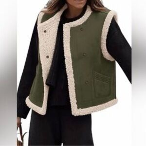 PRETTYGARDEN Women's Faux Suede Sherpa Vest Size Small NWOT